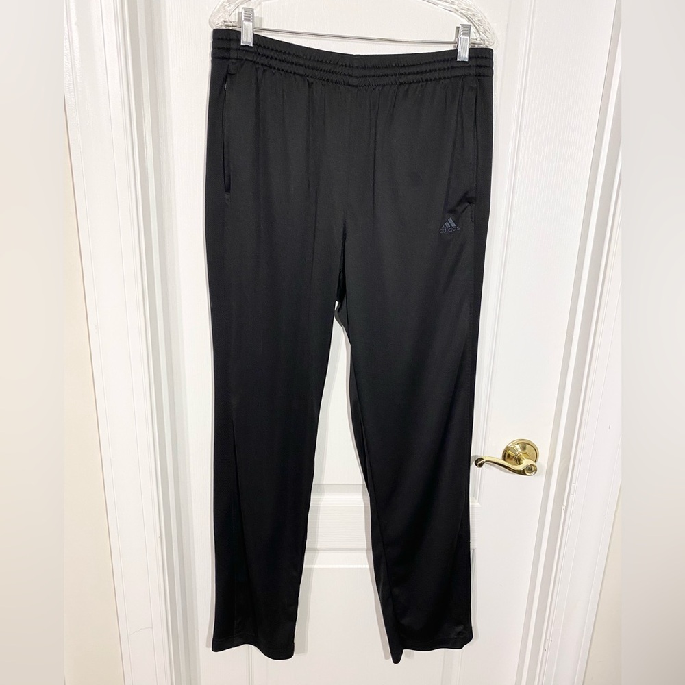 Y2K Adidas Track Pants Zip Ankle & Pocket Black Men’s Large